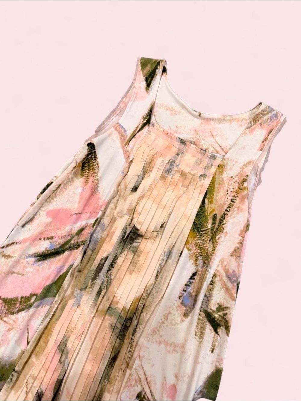 Simply Vera Vera Wang Watercolor Floral Dress in Cream, Pink, and Olive